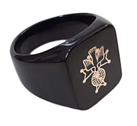 4th Degree Laser Etched Black Plated Steel Ring