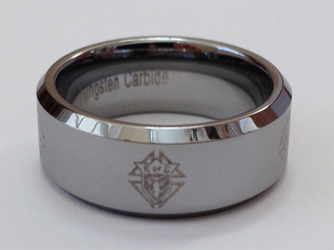 KofC Laser Etched Tungsten Carbide Ring
